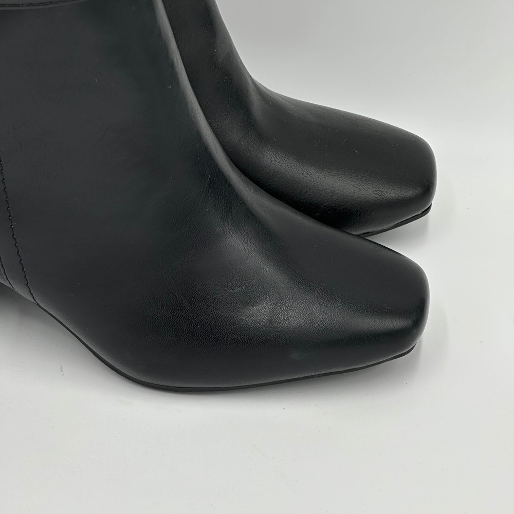 NWD Liz Claiborne Hemlock Black Faux Leather Block Heel Riding Boots Womens 6M - Picture 11 of 12